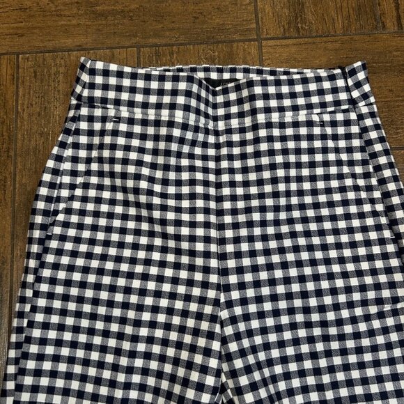 J Crew Navy Blue Gingham Check Remi Ankle Pants Button Detail Size 4T - Picture 8 of 11